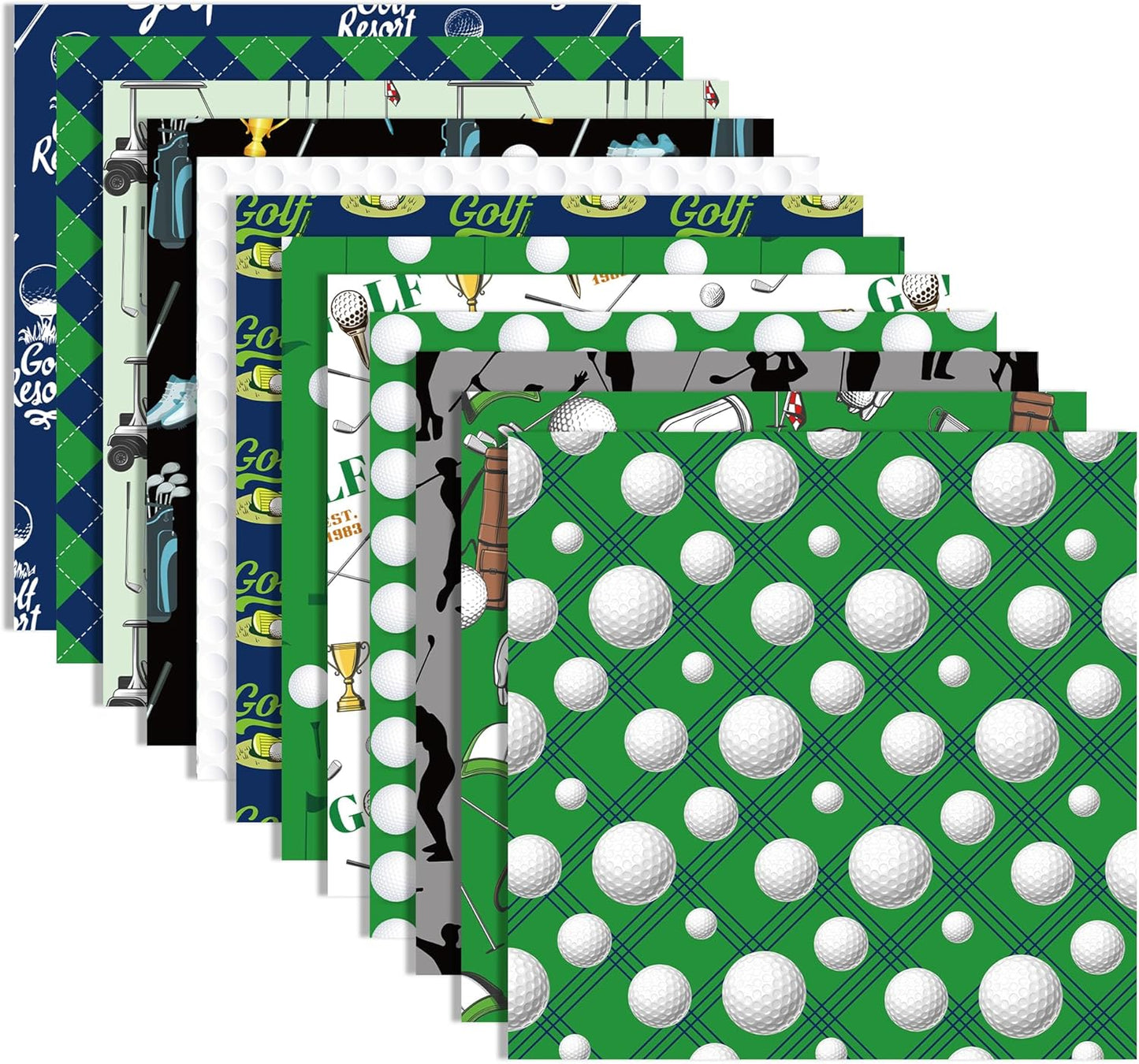 24 Sheet Golf Pattern Paper Golf Scrapbook Paper 12" x 12" Green White Golfs Ball Double-Sided Decorative Craft Papers Sports Golfing Scrapbooking Papers Golfs stickers for Scrapbooking Card Making