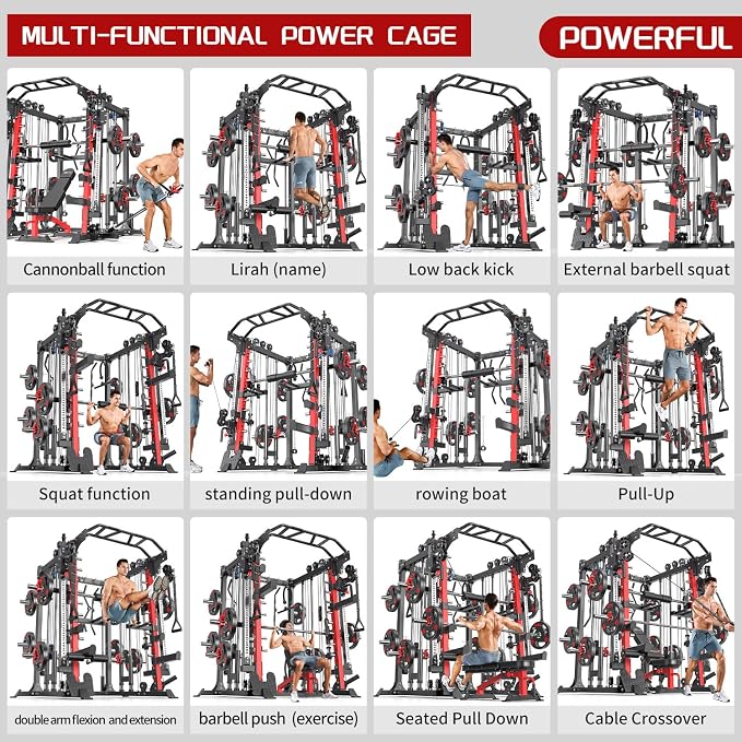 Smith Machine，Multi-Function Squat Rack Power Cage - Image 8