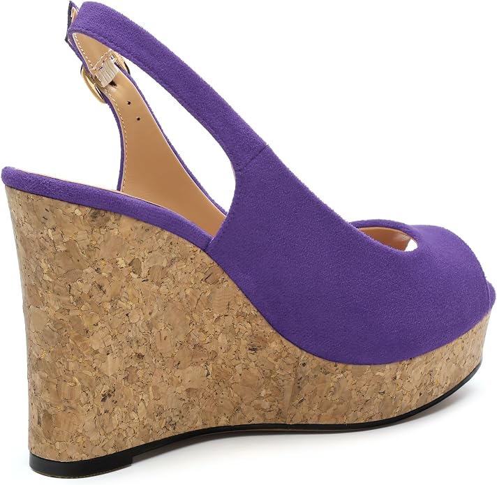 Womens Wedge Platform Sandals Peep Open Toe Slingback Buckle High Heel Dress - Image 5