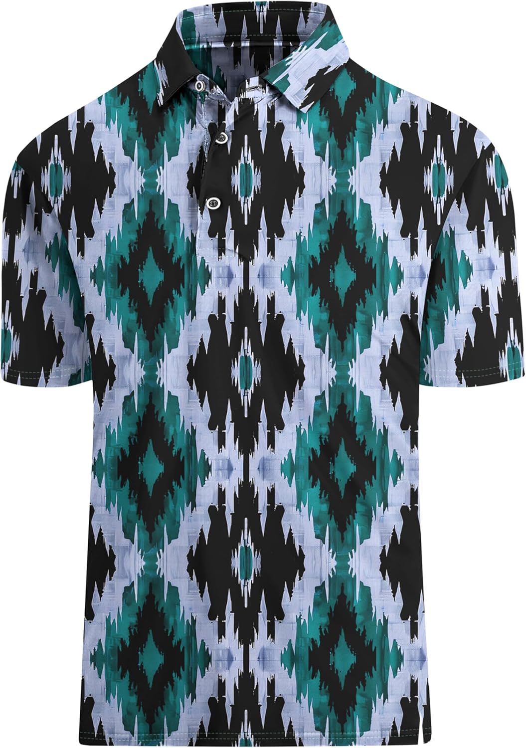 Hodaweisolp Golf Shirts for Men Dry Fit Print Moisture Wicking Performance Short Sleeve Polo Shirt