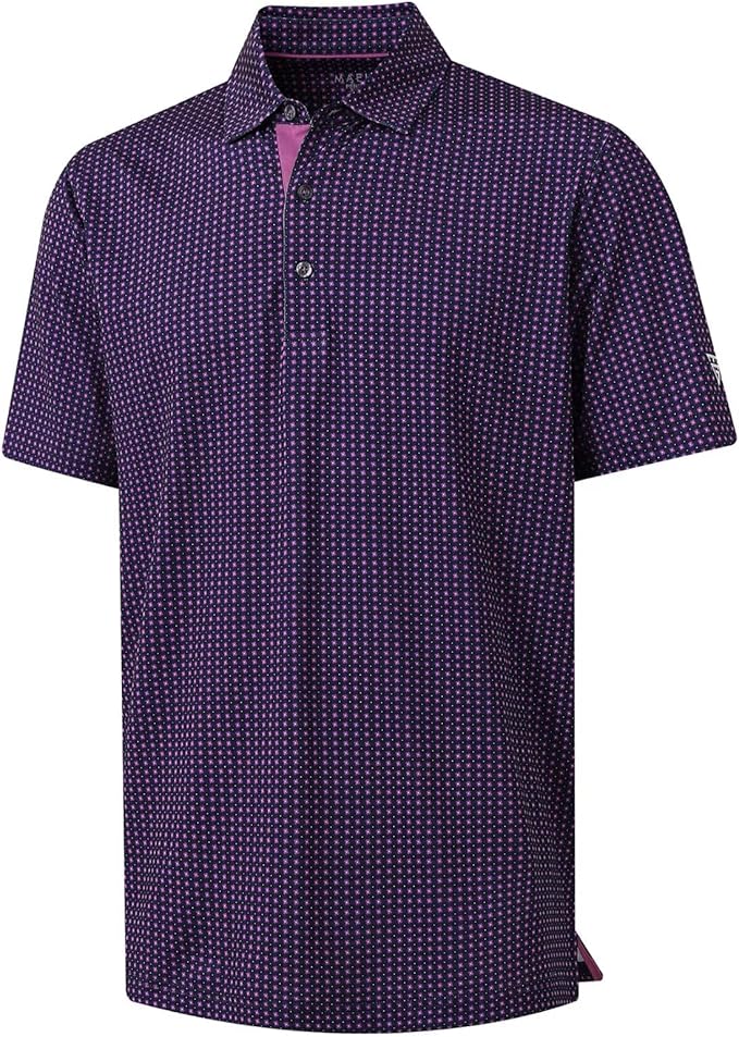 M MAELREG Mens Golf Shirt Short Sleeve Dry Fit Print Moisture Wicking by MAELREG