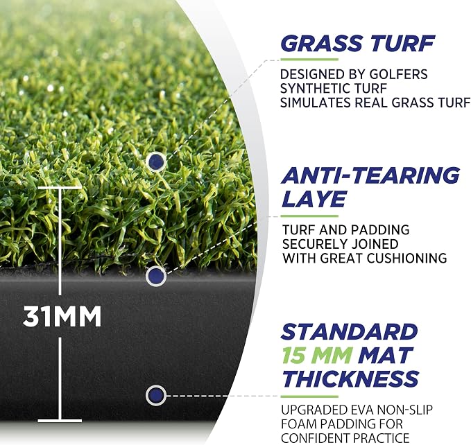Golfguru Golf Mat, 5x4ft/5x5ft Dense Elite Golf Hitting Mats Practice - Image 2