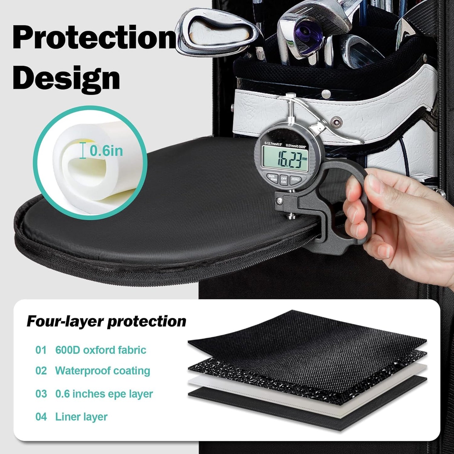 Himal Outdoors Soft-Sided Golf Travel Bag with Wheels - Heavy Duty 600D Polyester Oxford Wear-Resistant, Excellent Zipper Universal Size