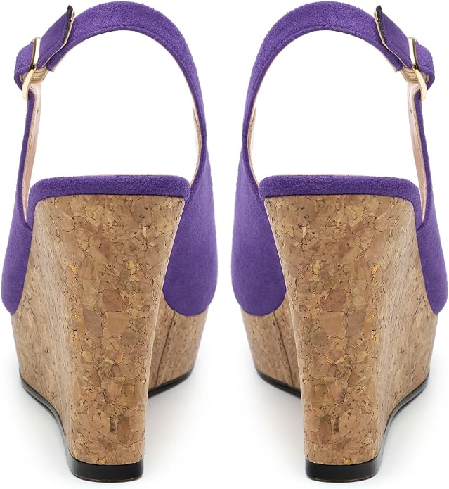 Womens Wedge Platform Sandals Peep Open Toe Slingback Buckle High Heel Dress - Image 4