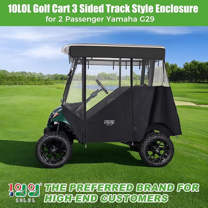 10L0L 3-Sided Track Style Golf Cart Enclosure fit 2 Passenger Yamaha G29 Drive - Image 2
