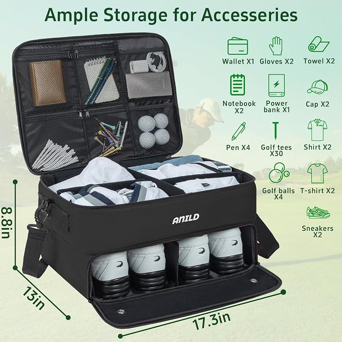 ANILD Golf Trunk Organizer, 2 Layer Golf Storage Case - Image 2