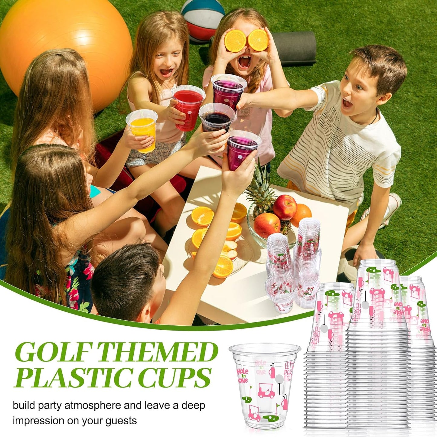 100 Pcs Masters Golf Ball Party Supplies Bulk Clear Plastic Cups 12oz Disposable Let's Par-tee for Home Sports Golf Themed Birthday Bachelor Party Supplies Favors (Pink)