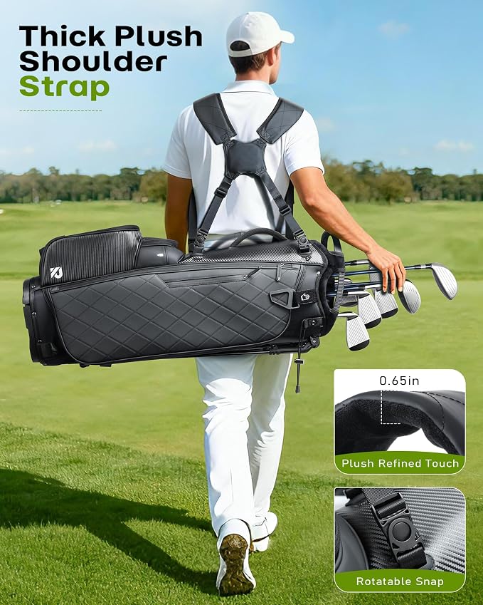 14 Way Golf Stand Bag, Full Length Dividers PU Leather Golf Bag - Image 6