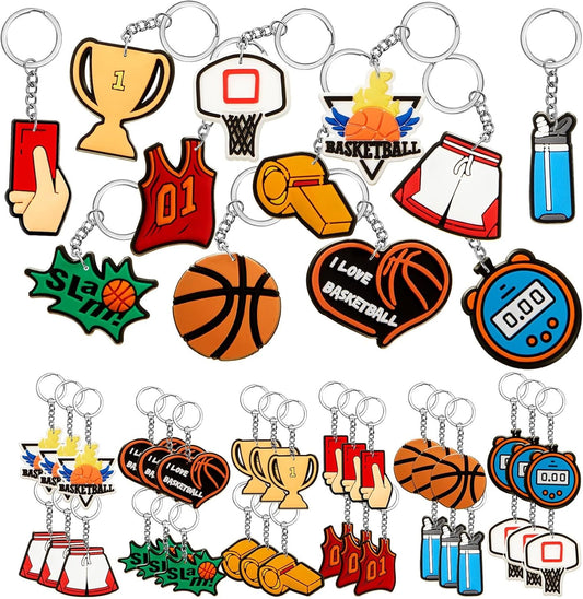 Batiyeer 36 Pack Basketball Keychains Bulk Party Favors Sports Ball Key Chains Funny Keyring Gifts for Birthday Supplies
