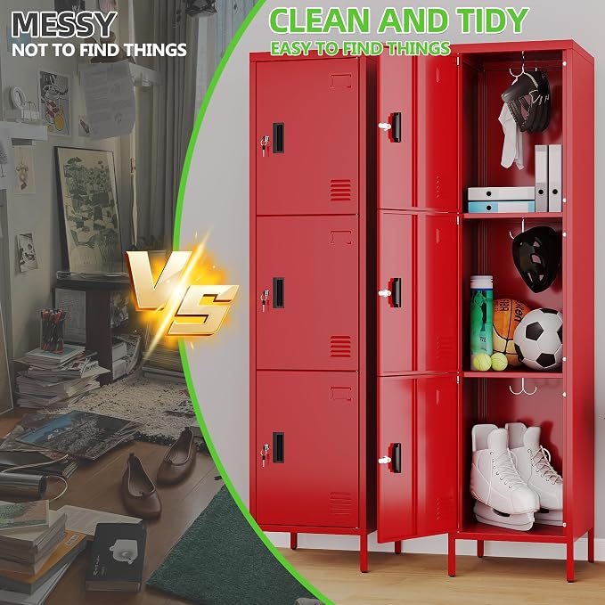 Aobabo 16" W 3 Door Metal Storage Locker - Image 4