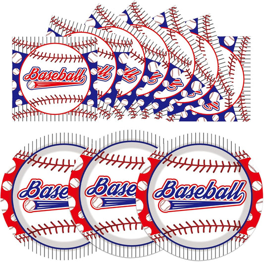 40PCS Baseball Paper Plates and Napkins Party Supplies, Disposable Baseball Party Plates and Napkins Tableware Set for Baseball Birthday Party Decorations Serves 20 Guests (Baseball)