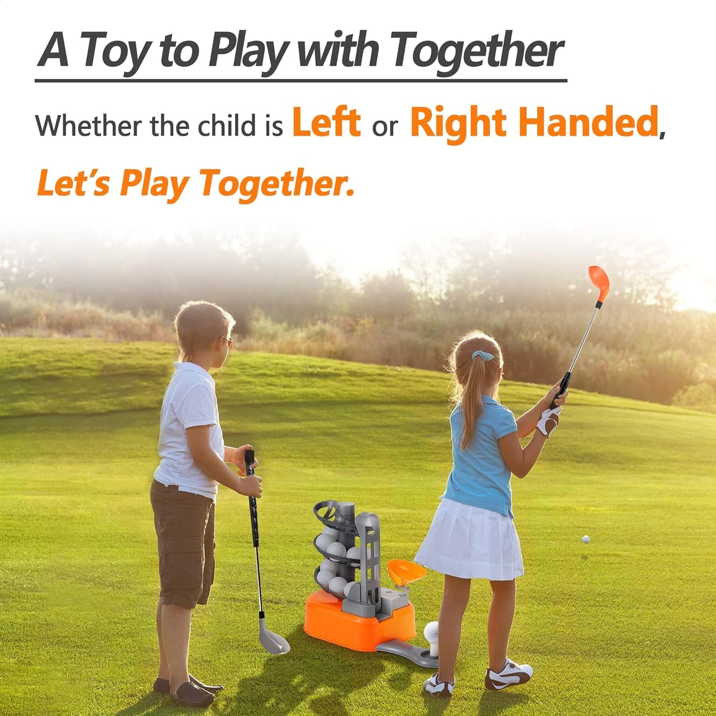 iPlay, iLearn Kids Golf Toys Set W/Left & Right Club Head, Boys Outdoor Sport Toy Age 3-5, Toddler Indoor Golf Ball Game, Child Exercise Active, Yard Play Birthday Gift 4 6 7 8 Year Olds Toddler Girl