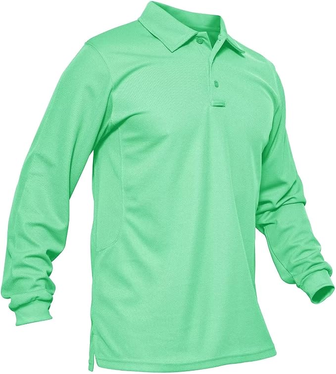 MAGCOMSEN Men's Polo Shirts 3 Button Quick Dry Performance Long Sleeve Tactical by MAGCOMSEN