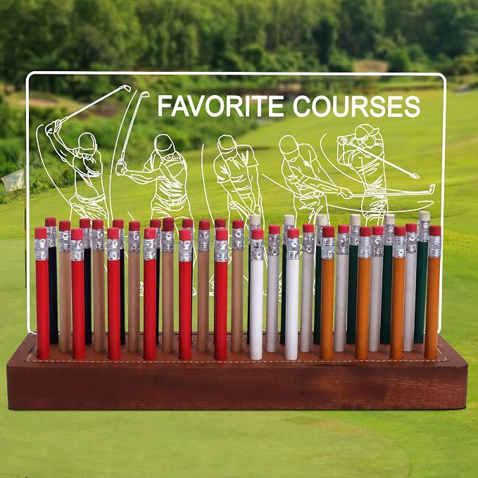 Light Up Golf Pencil Display Case, Wooden Acrylic Accessories - Image 4