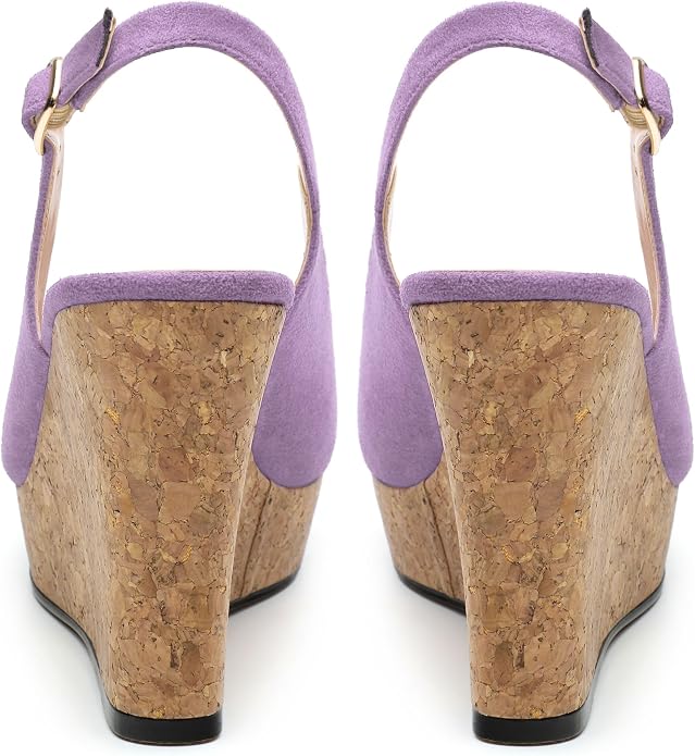 Womens Wedge Platform Sandals Peep Open Toe Slingback Buckle High Heel Dress - Image 4