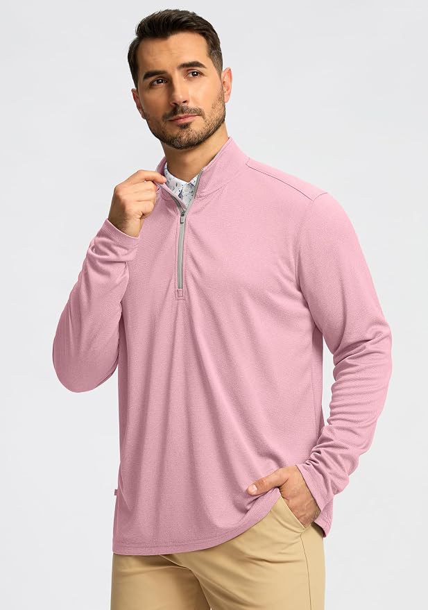 Obla Golf Quarter Zip Pullover for Men Mock Neck Sweatshirt Lightweight Sun - Image 2