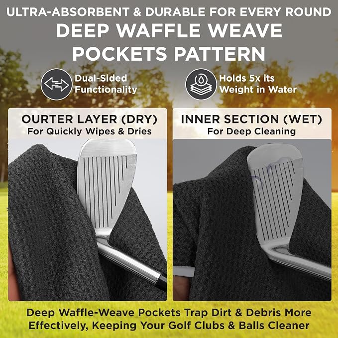 Magnetic Golf Towel Microfiber Golf Towel | Ultra Absorbant Waffle Pattern | - Image 8