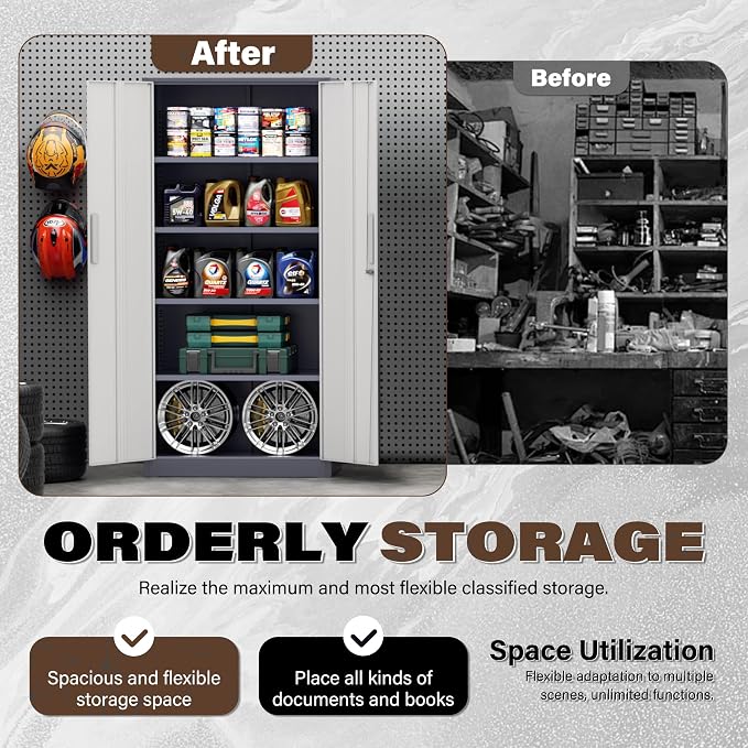 Incbruce 72” Metal Storage Cabinet, Garage Cabinets and Storage System - Image 5