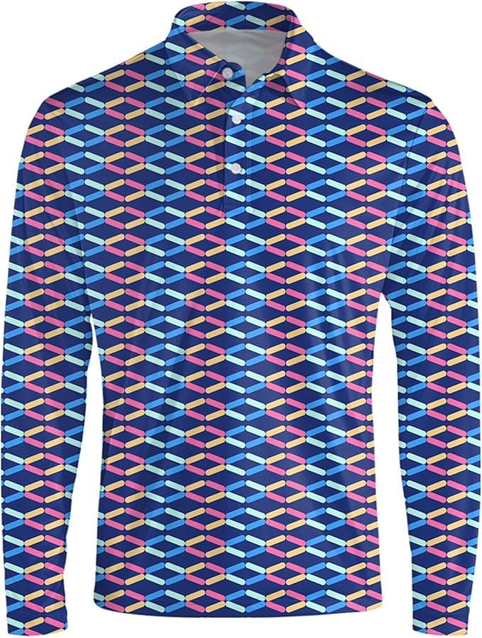 Men's Long Sleeve Golf Shirt Quick Dry 3 Button Work Fishing Outdoor Casual - Image 3