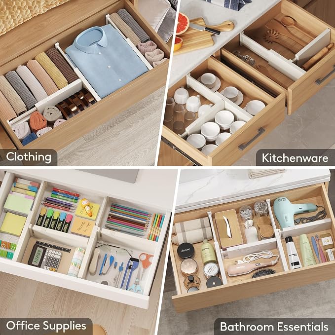 Lifewit 24 Pack Drawer Dividers 4" High, 11-17" Adjustable Dresser Drawer - Image 8