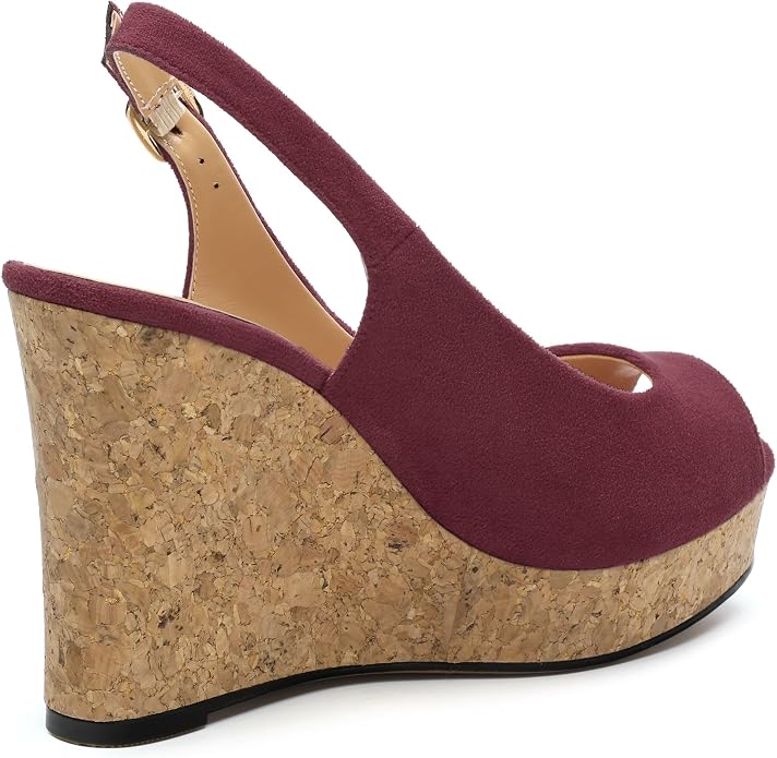 Womens Wedge Platform Sandals Peep Open Toe Slingback Buckle High Heel Dress - Image 5