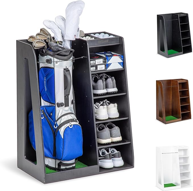 GoSports Premium Wooden Golf Bag Organizer and Storage Rack by GoSports
