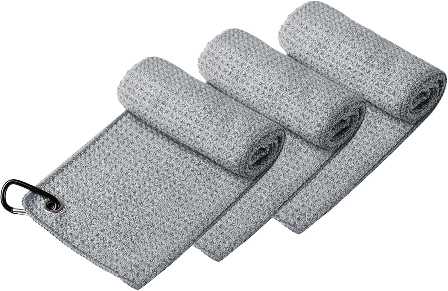Handy Picks Microfiber Golf Towel (16" X 16") with Carabiner Clip, Waffle Pattern Golf Towel Hook and Loop Fastener - The Convenient Golf Cleaning Towel