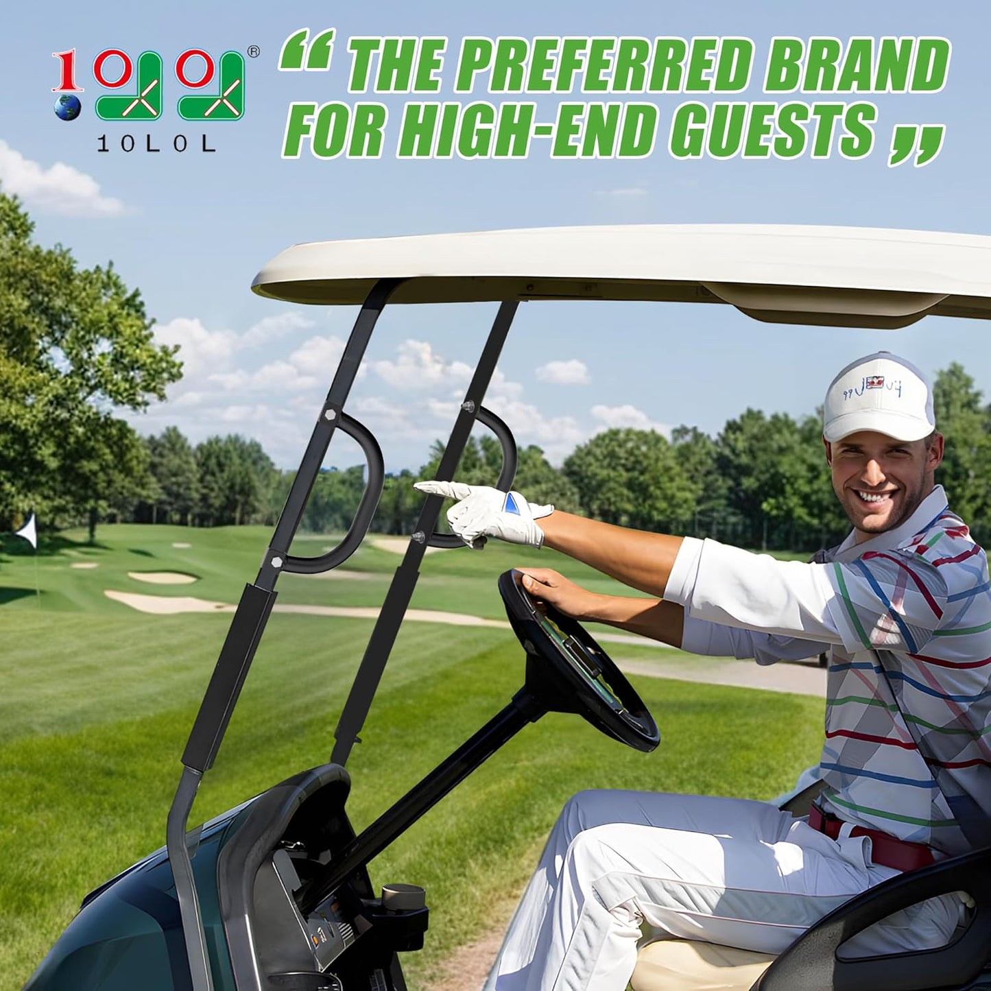 10L0L Universal Golf Cart Grab Handle Roof Struts Handle Universal Compatible with EZGO/Club Car/Yamaha Square Tube Vehicles, Easy Installation, Set of 2