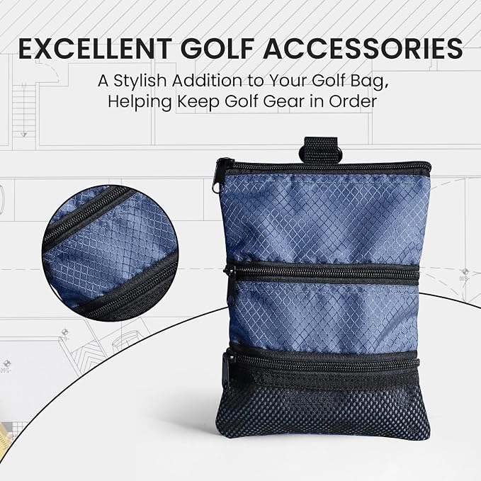 Golf Bag Accessories Valuables Pouch Bags Multi Pocket Zipper Hook - Image 6