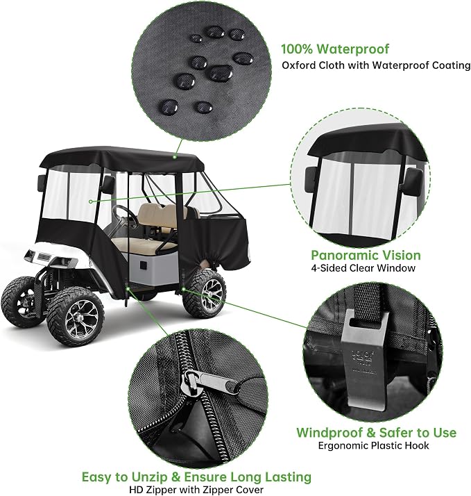 10L0L 2/4 Passenger Golf Cart Driving Enclosure - Image 7