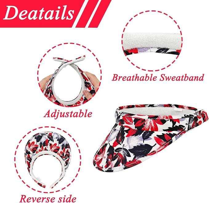 2 Pack Sun Visor Hats Women Men Clip On Wide Brim Visors Hat Outdoor Sports - Image 2