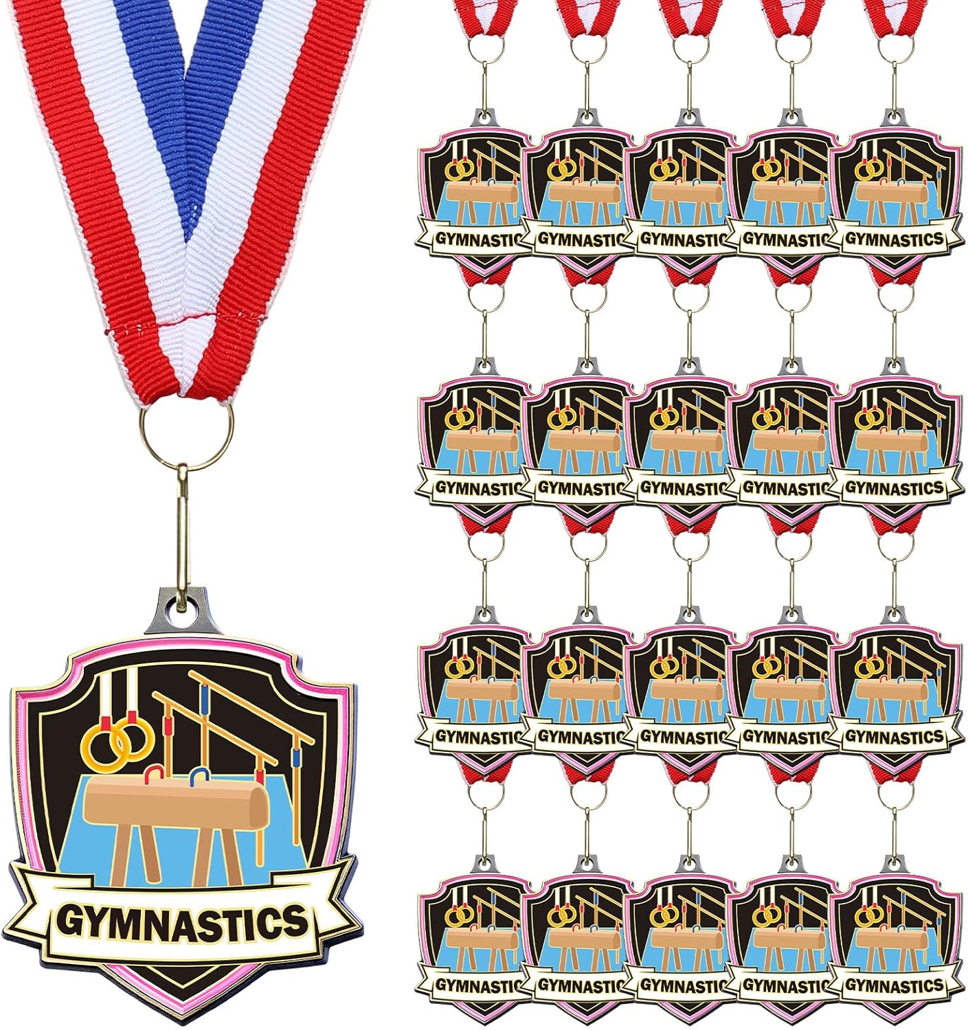 10/20 /30/40 Pcs Award Medals Bulk Sports Medals with Neck Ribbons 2.4 Inch Winner Award Trophy Prize Gift for Sports Themed Party Favors Tournaments School Match