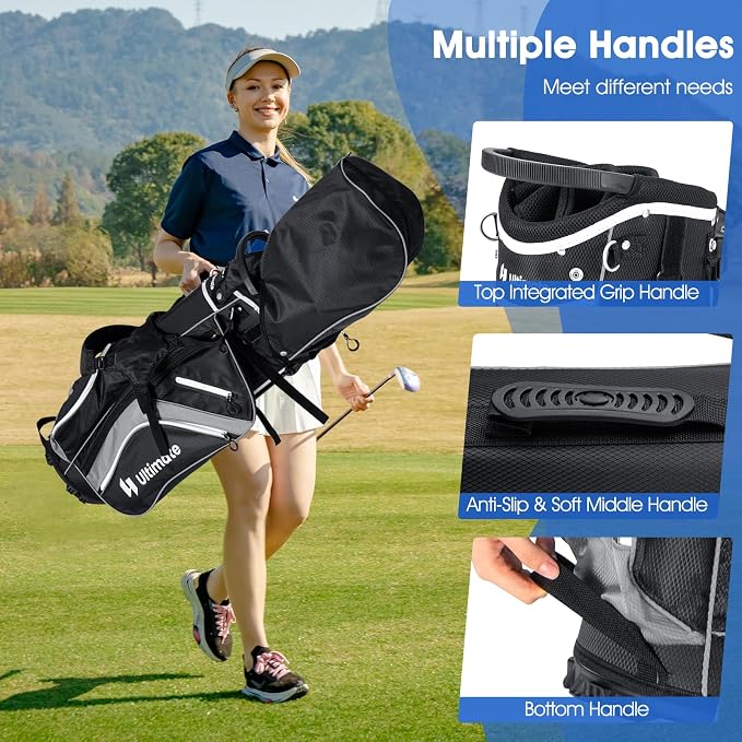 ULTIMATE 14-Way Golf Stand Bag, Portable Golf Bag w/ 6 Pockets, Cooler Bag & - Image 6