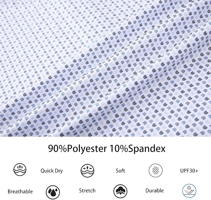 Alex Vando Mens Golf Shirt Moisture Wicking Classic Print Golf Shirts - Image 5