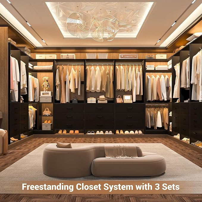 Aheaplus Closet System with 6 Drawers, 4 Hanging Rods & Corner Tower, Corner - Image 6