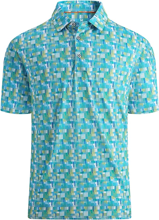 Esabel.C Golf Shirts for Men Dry Fit Performance Short Sleeve Print Moisture by EsabelC