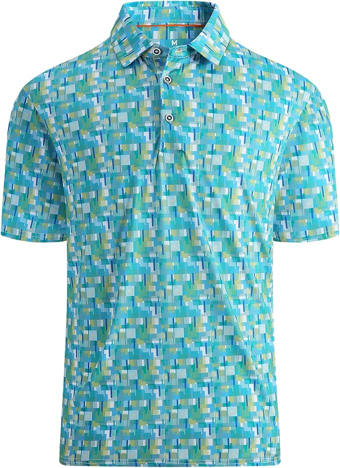 Esabel.C Golf Shirts for Men Dry Fit Performance Short Sleeve Print Moisture by EsabelC