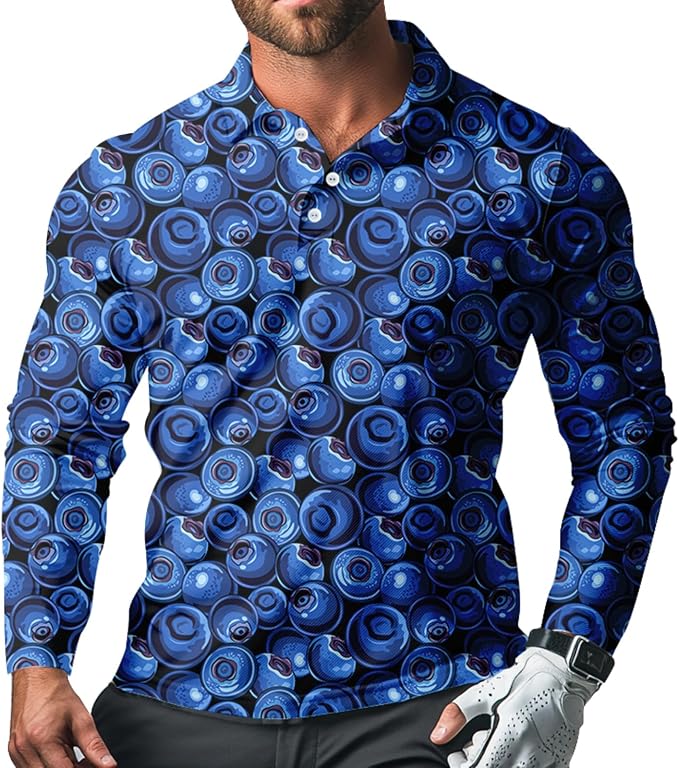 Men's Long Sleeve Golf Shirt Quick Dry 3 Button Work Fishing Outdoor Casual by SQPO