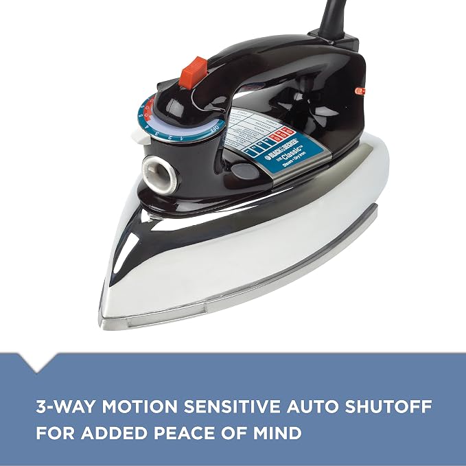 BLACK+DECKER The Classic Iron, Aluminum Soleplate, Steam or Dry Ironing - Image 4