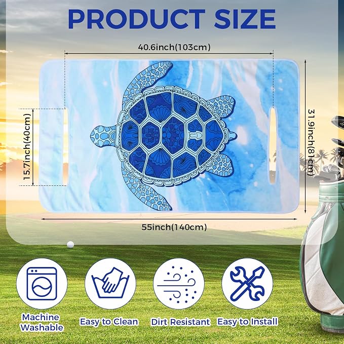 Peryiter Golf Cart Seat Covers Cute Blue Sea Turtle Cart Breathable Seat Covers - Image 6