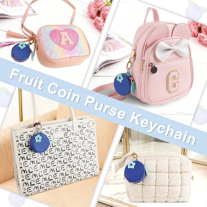 XSUIOY Orange Fruit Coin Purse Keychain Bag Charm, Mini Leather Coin Purse & - Image 5