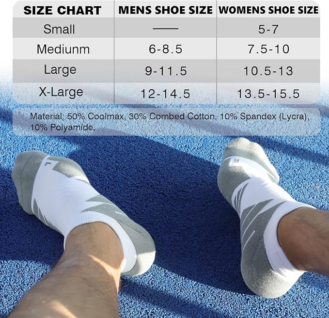Hylaea No Show Running Athletic Anti-Blister Wicking Coolmax Socks, Seamless - Image 6