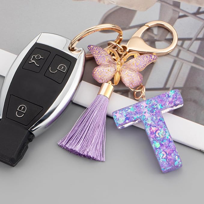 Suweibuke Colourful Cute Initial Letter Keychains - Image 2