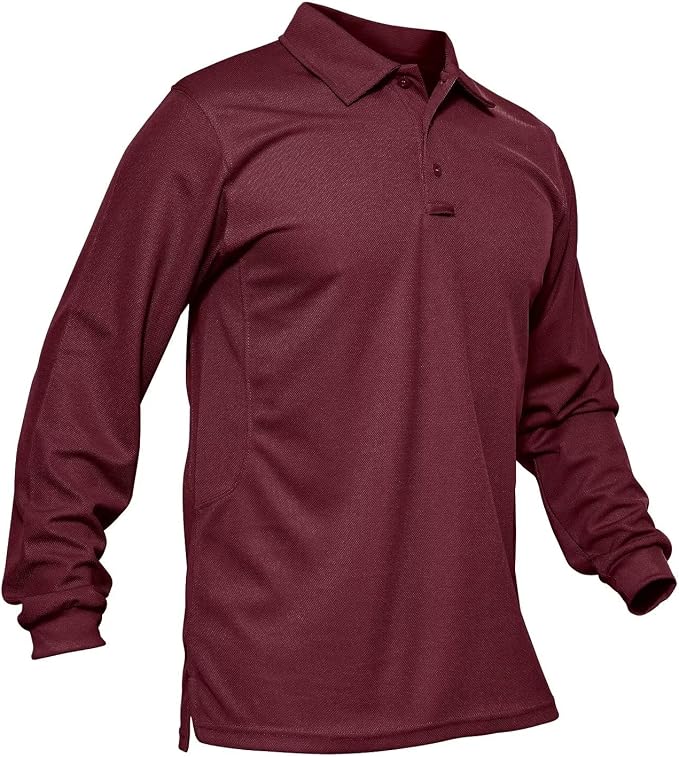 MAGCOMSEN Men's Polo Shirts 3 Button Quick Dry Performance Long Sleeve Tactical by MAGCOMSEN