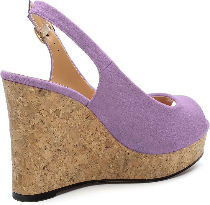 Womens Wedge Platform Sandals Peep Open Toe Slingback Buckle High Heel Dress - Image 5