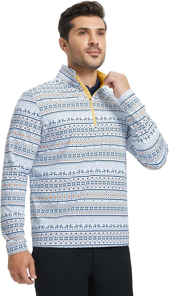 M MAELREG Quarter Zip Golf Pullover Men Dry Fit Long Sleeve Performance Wicking - Image 2