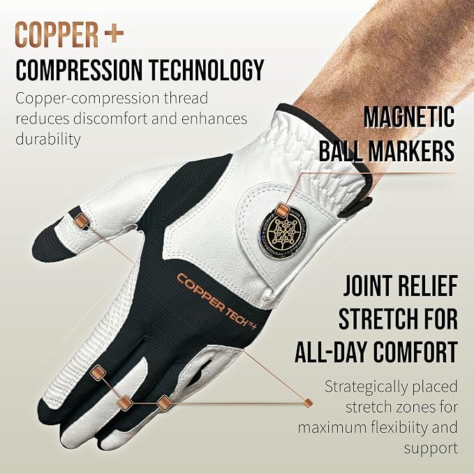 Copper Tech Golf Gloves Men Right Handed Golfer or Left Handed Golfer | Copper - Image 2