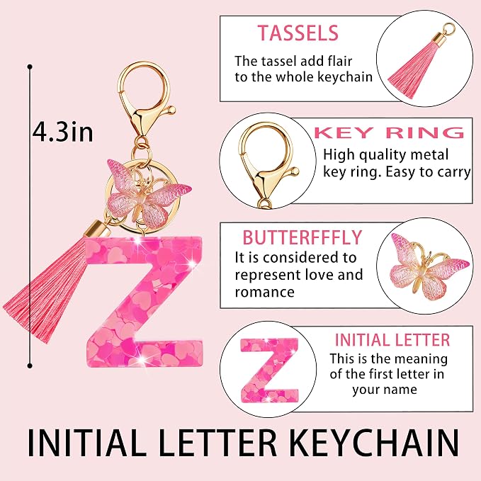Suweibuke Colourful Cute Initial Letter Keychains - Image 4