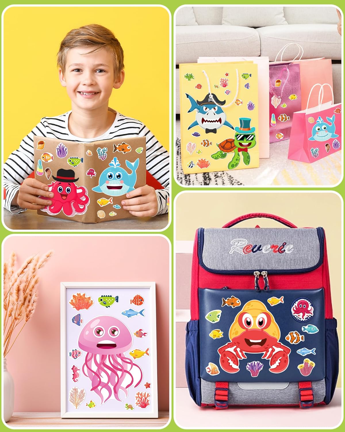 24 Pcs Make Your Own Sea Animal Sticker Sheets for Kids with Animal Party Favors Face Stickers for Toddlers Crafts Activities Gift Bags Birthday Party Favors for Kids