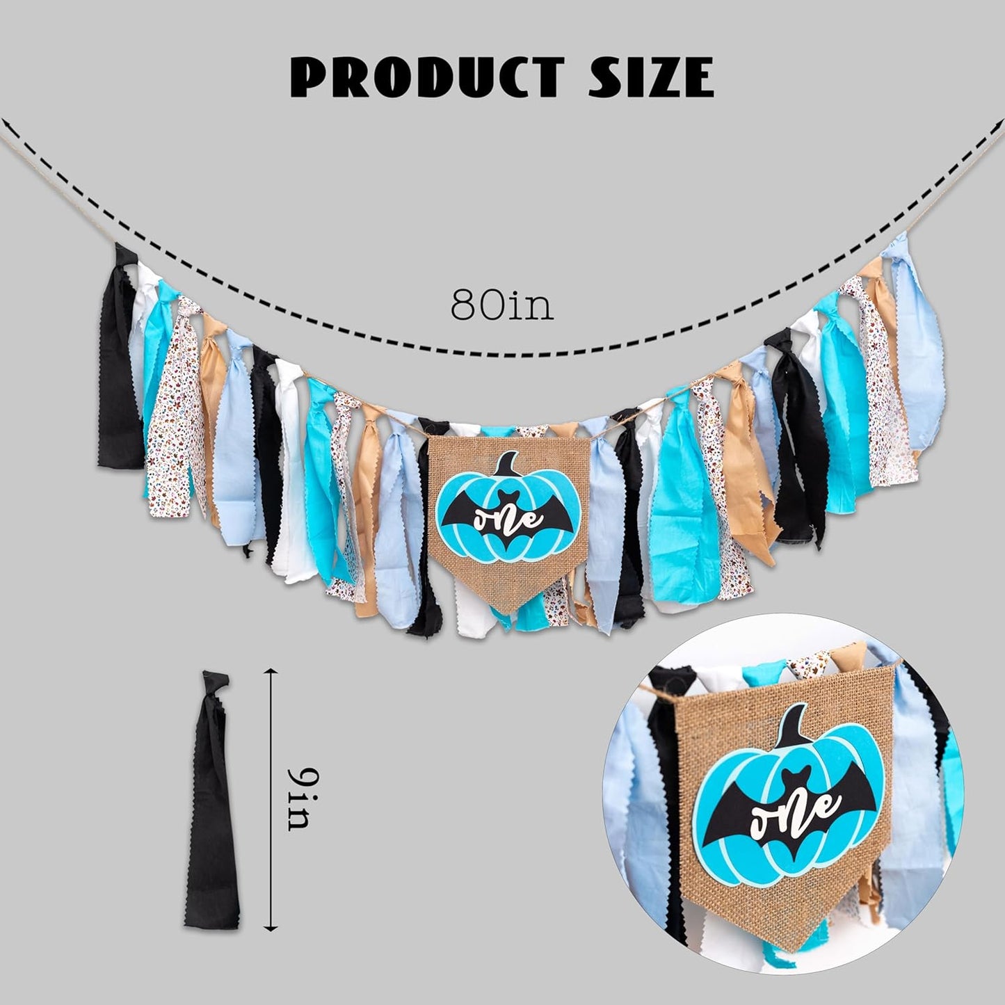 Halloween Spooky Pumpkin One High Chair Banner - Thanksgiving Halloween Theme Fall Pumpkin First Birthday Party Decorations Supplies High Chair Banner, Spooky Bat Sign 1st Birthday Party Banner